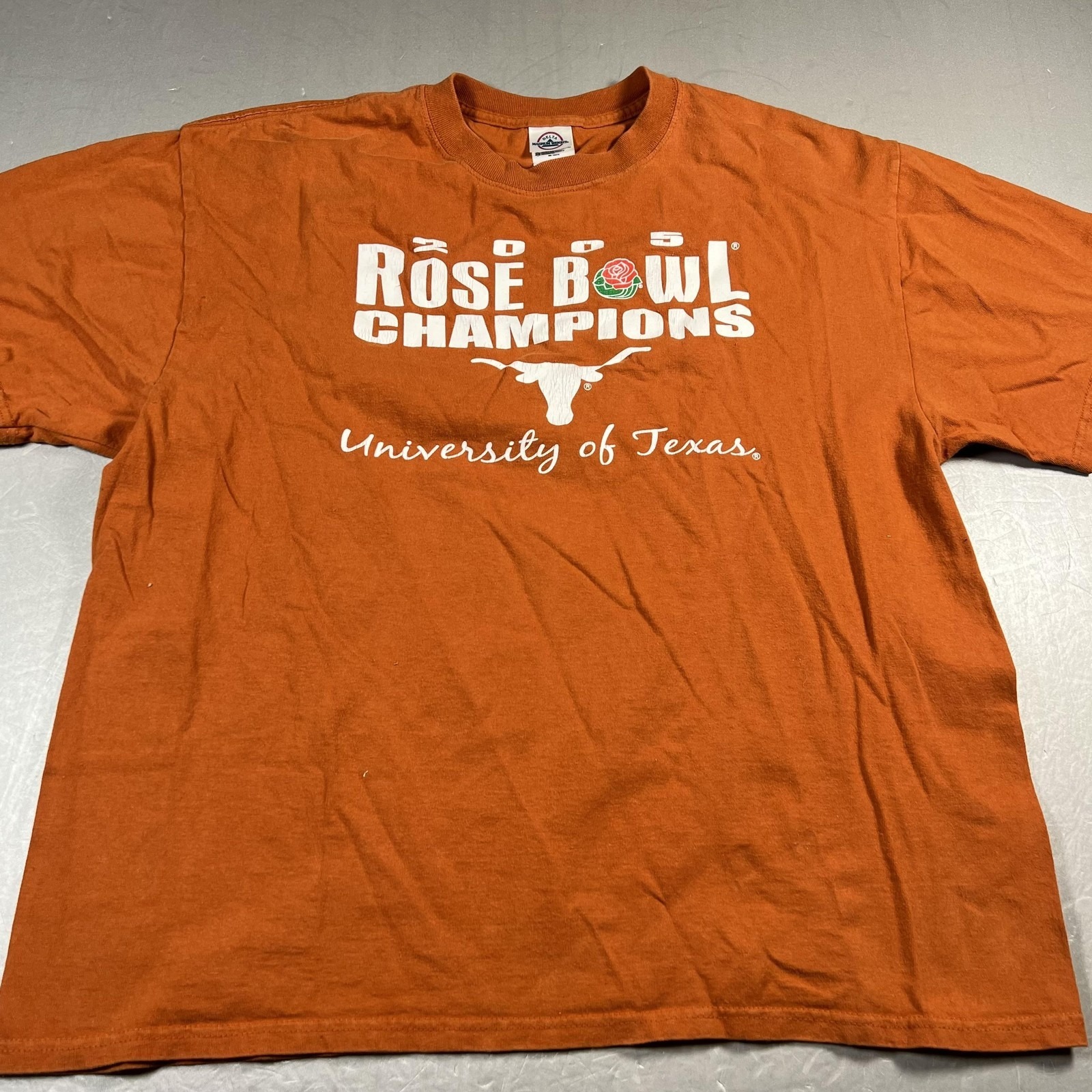 Vintage Texas Longhorns Shirt Mens Orange Ncaa Football Rose Bowl Champions 2005